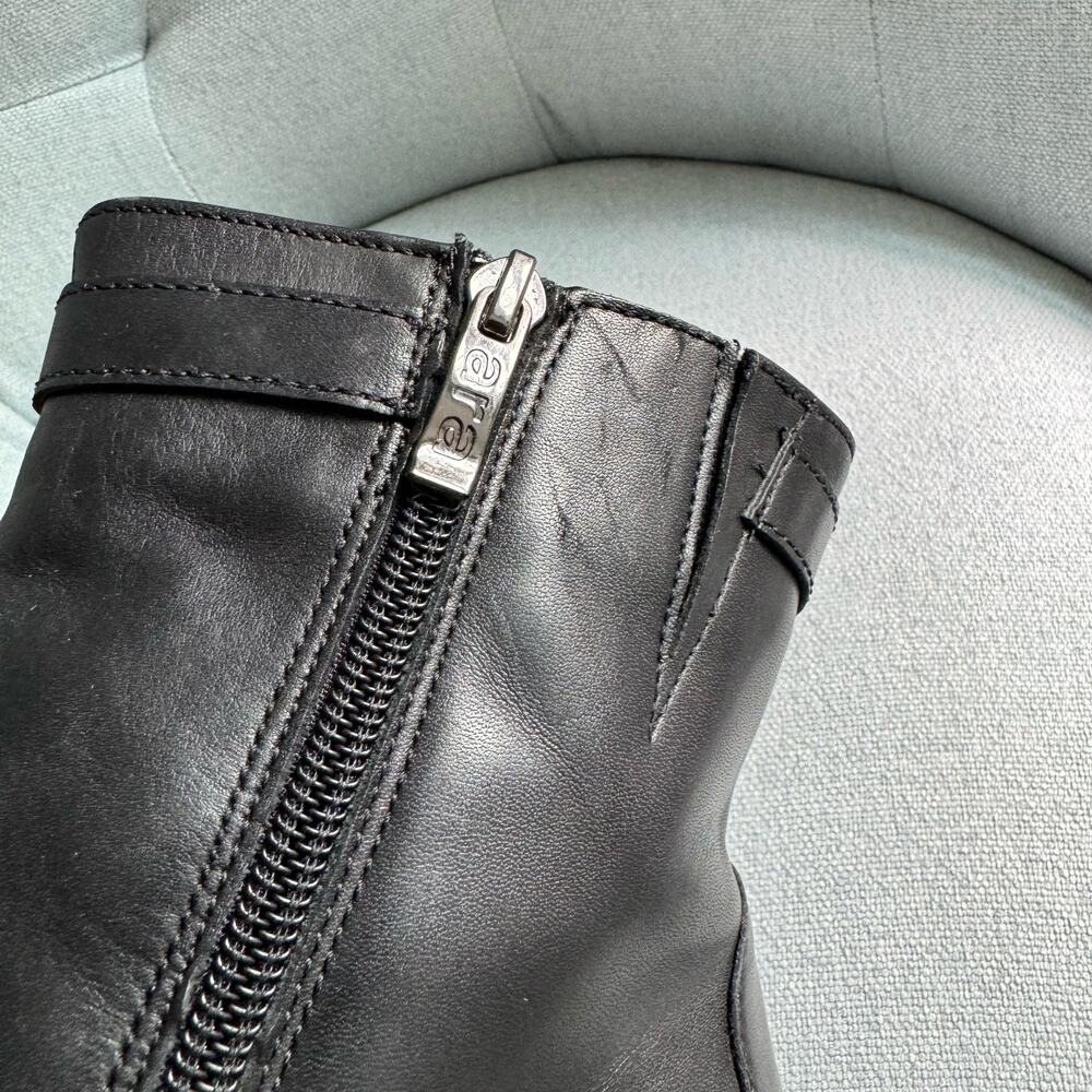 Ara Black Zip Ankle Bootie Square Toes Block Heel Side Zip Women's 6.5 - Picture 8 of 12